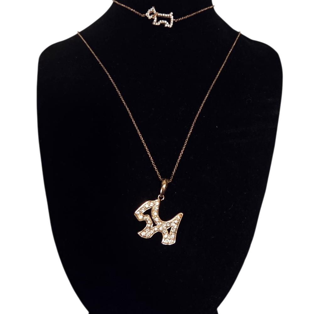 18K RGP Scottie Dog Puppy Necklace And Bracelet With Rhinestones